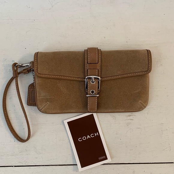 Coach Handbags - Coach tan suede wristlet